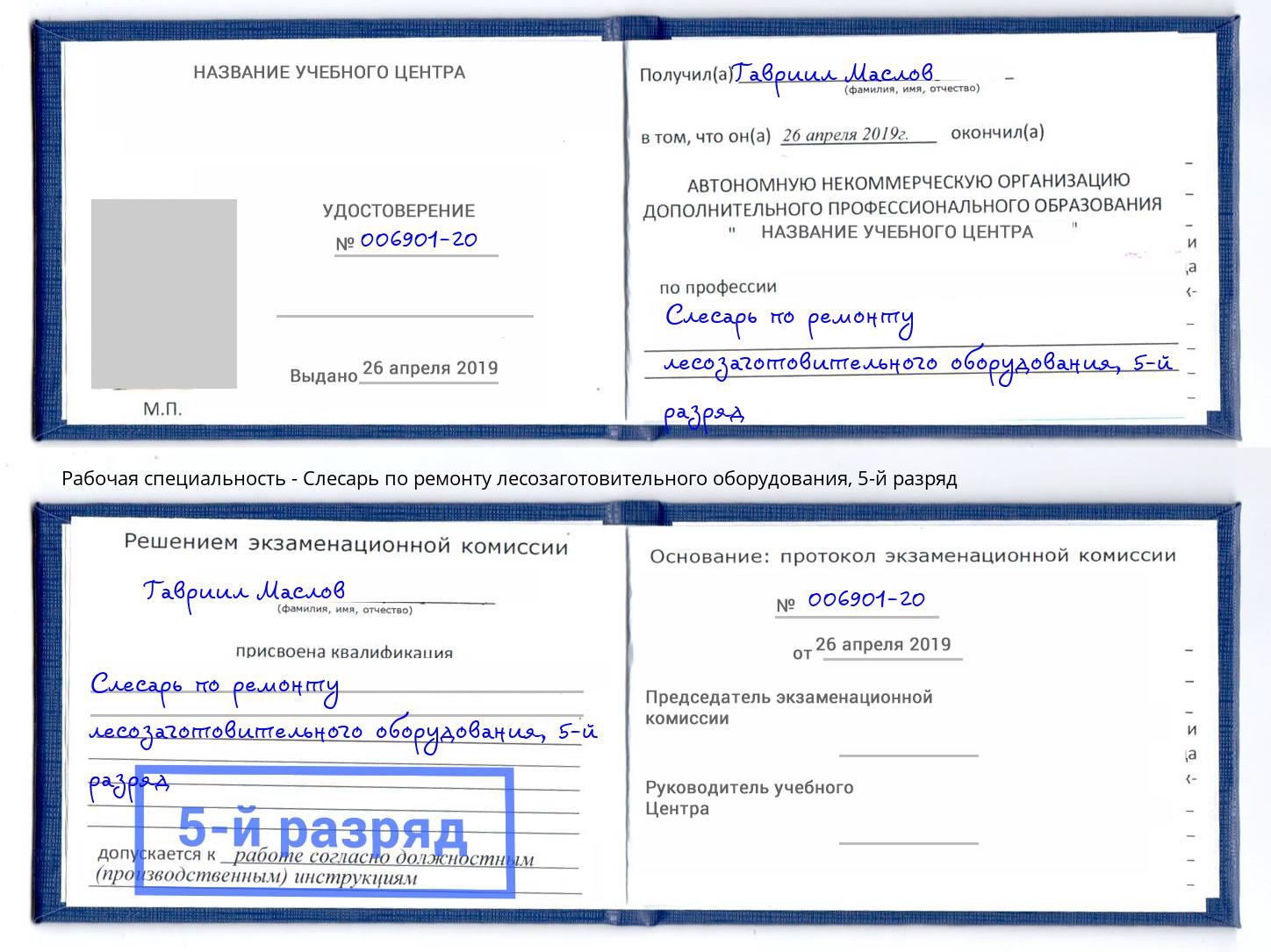 корочка 5-й разряд Слесарь по ремонту лесозаготовительного оборудования Киров