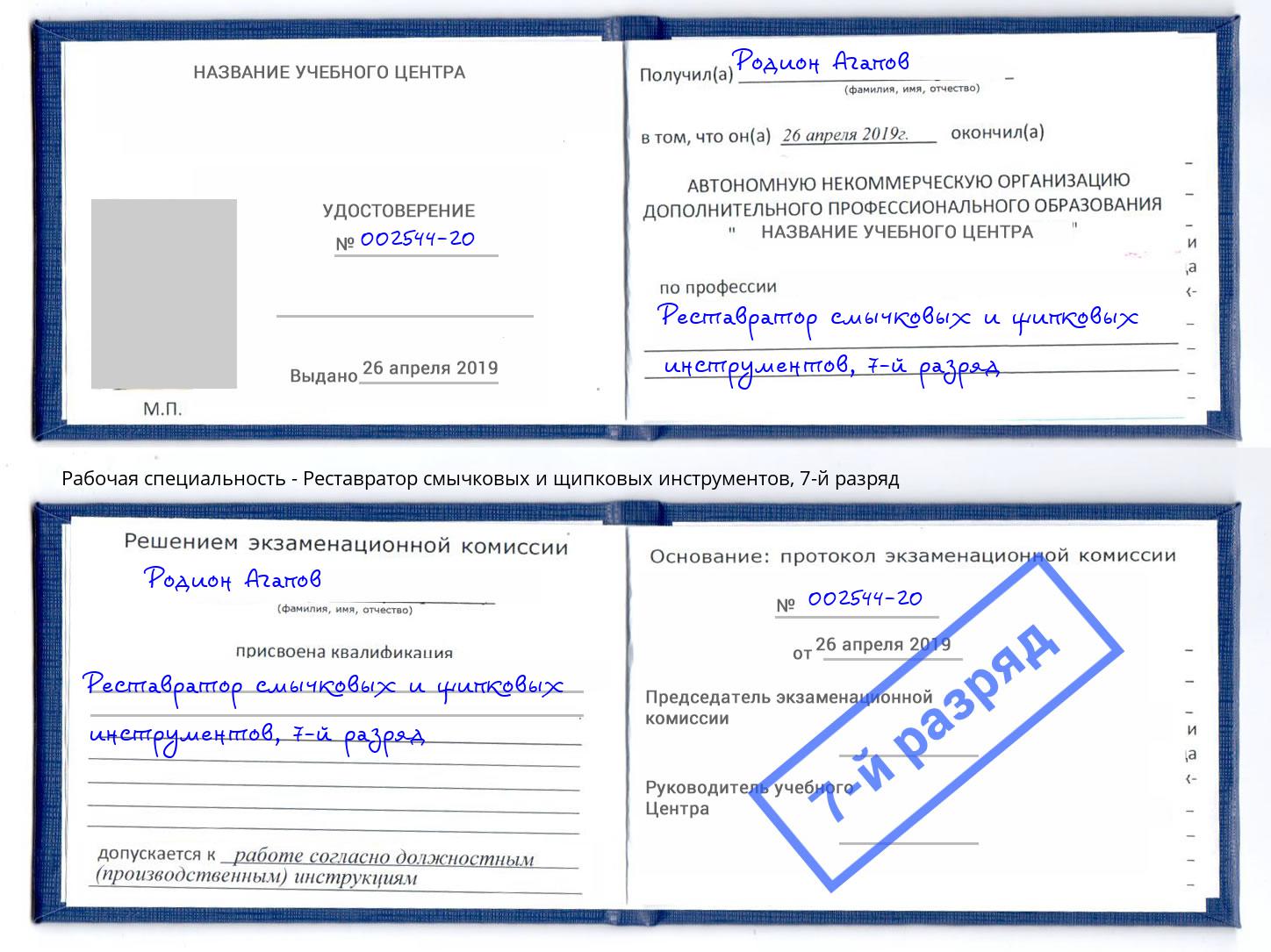 корочка 7-й разряд Реставратор смычковых и щипковых инструментов Киров