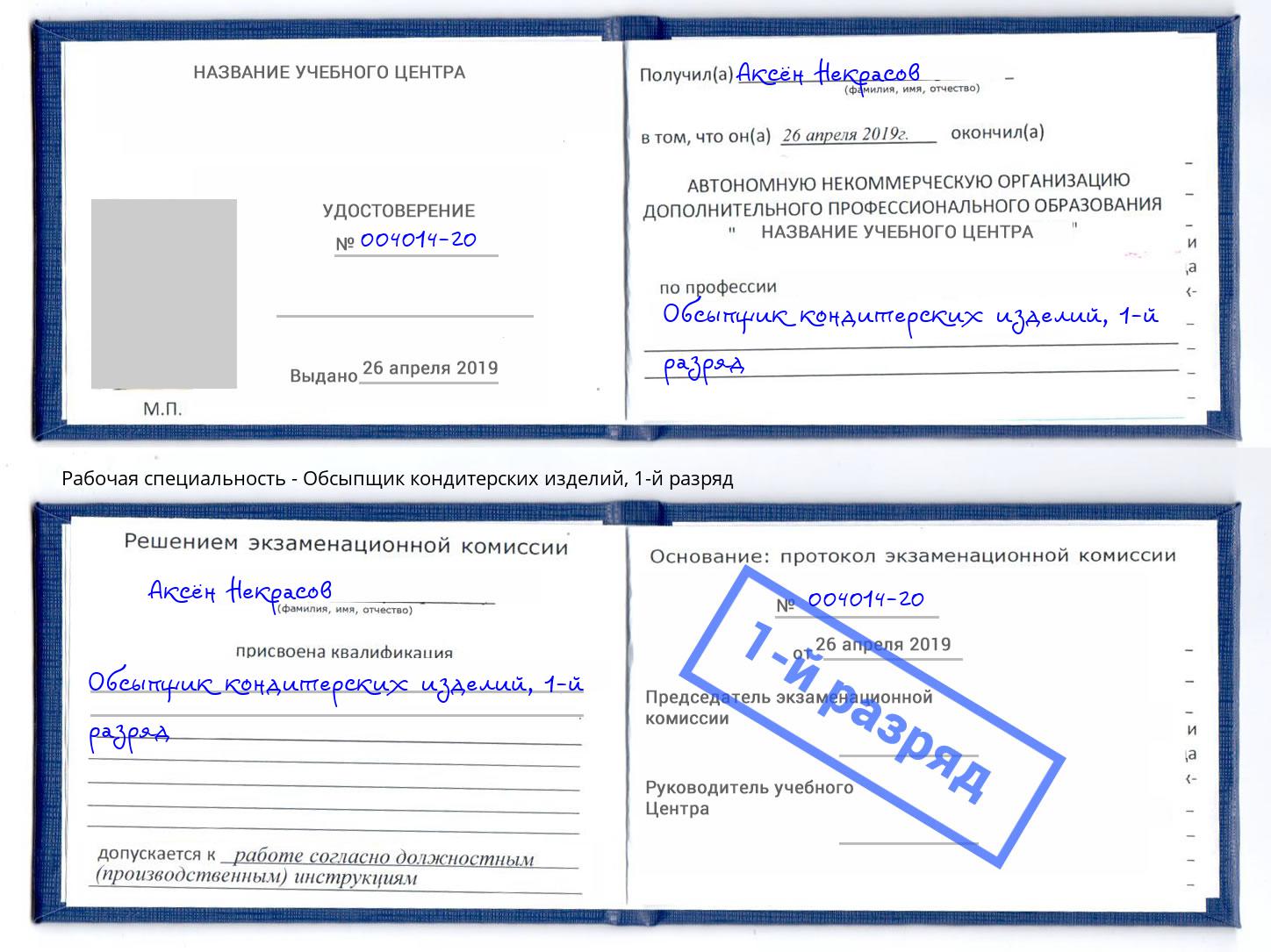 корочка 1-й разряд Обсыпщик кондитерских изделий Киров