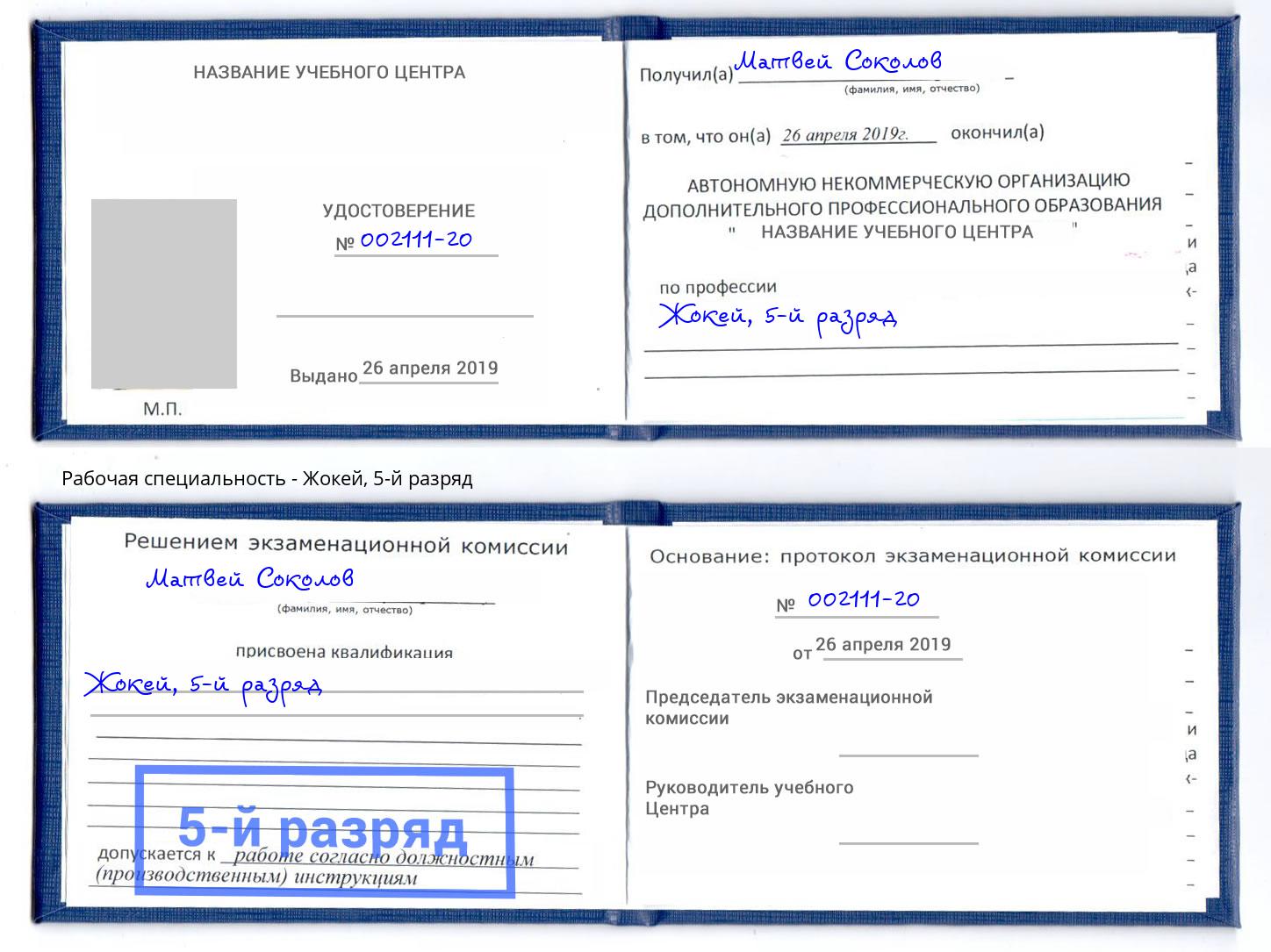 корочка 5-й разряд Жокей Киров